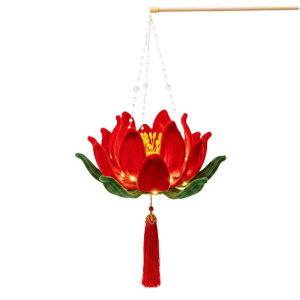JPTD 3D Twisted Stick Lotus Flower Lantern Luminous Glowing Handheld Lantern Chinese Ancient Paper Lantern DIY Material Package with LED Mid-Autumn Festival