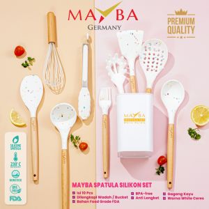 SPATULA SET MAYBA 10 PC Putih Ceres White Shovel aesthetic Silicone premium Sutil Masak Dapur