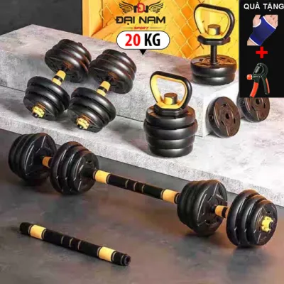 Bộ Tạ Tay Đa Năng 5 Trong 1 Từ 20kg-40kg Kết Hợp Tạ ĐơnTạ ĐònTạ Ấm Đại Nam Sport + Tặng Găng TayKìm Bóp