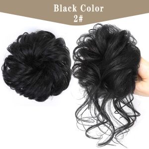 2Pieces Messy Hair Bun Hairpiece for Women Synthetic Chignon With Hair Bands Updo Scrunchies Extension Curly Ponytail