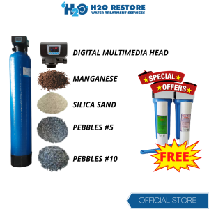 FRP Manganese 10 x 54 with Digital Head FREE 2 Stages 10 inch Basic Sediment Set Ideal Set Up for Large Capacity User Backwash System / Used for Fast Food Filtration / Mall Filtration / Laundry Filtration / Residential Centralized Water Filtration System