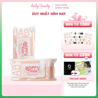 Khăn Ướt Em Bé ECOWIPES Happy Kids 80 Tờ/ Gói - Daily Beauty