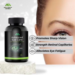 Millenia Herbs Advanced Eyecare | Halal Eye Supplement with Lutein & Bilberry | 60 Caps