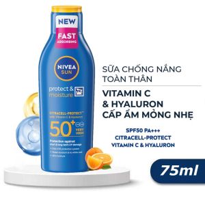 Kem Chống Nắng NIVEA Sun Protect & Moisture SPF50+ Vitamin C & Hyaluron 75ml Dưỡng Ẩm Toàn Thân