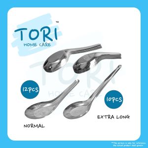 TORI HOME Stainless Steel Spoon Normal Large & Extra Long Soup spoon Sudu makan Chinese Spoonporary