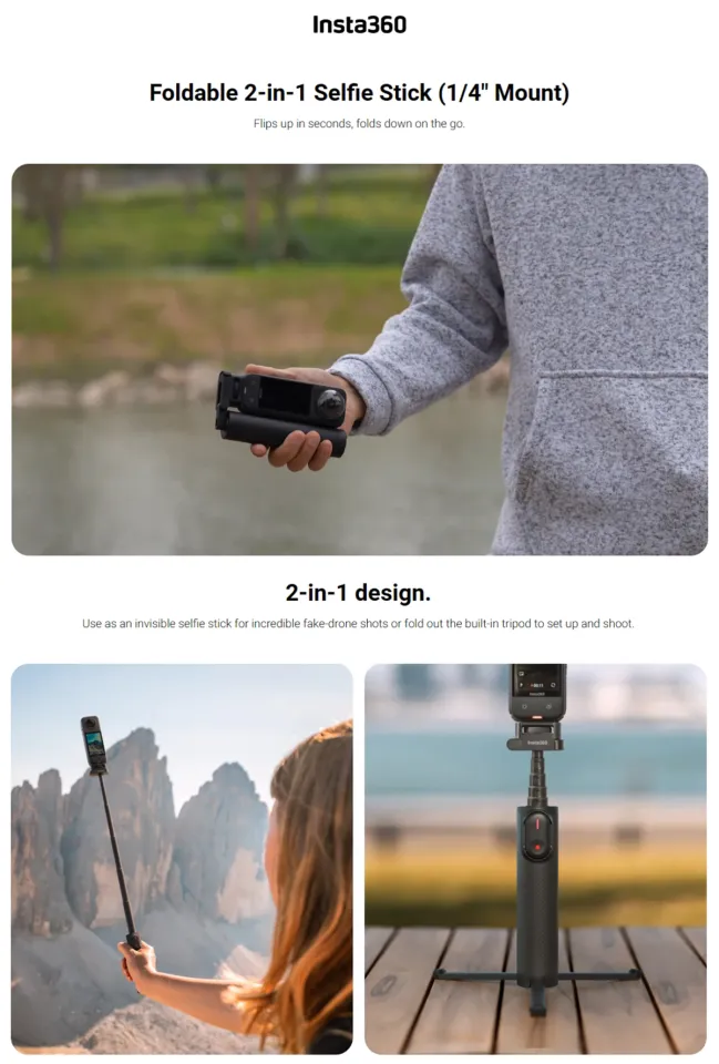 Official & Original Insta360 Foldable 2-in-1 Selfie Stick Remote