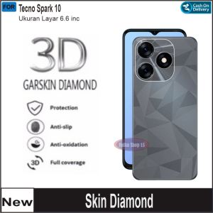 Skin Carbon Tecno Spark 10 10C Pro Back Skin Diamond Transparan 3D