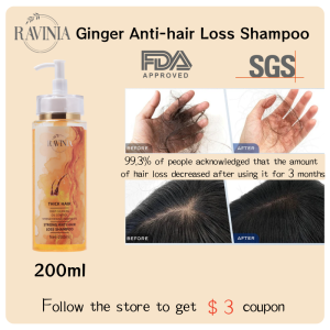 RAVINIA Hair loss shampoo  Ginger shampoo 200ml Anti hair loss shampoo Effectively prevent hair loss 生發洗发水