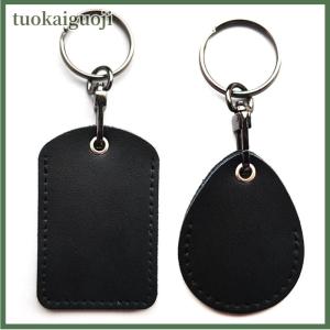 tuokaiguoji Vintage PU Leather Keychain Protective Case Door Lock Access Control Tags Card Bag Key Tag Ring