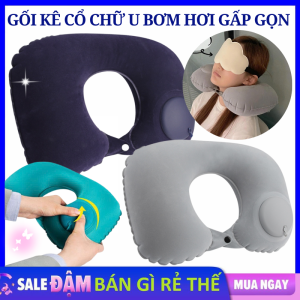 Gối Kê Cổ Chữ U Bơm Hơi Tự Động Chống Đau Mỏi Vai Gáy Gấp Gọn Tiện Lợi - Gối Du Lịch Gối Ngủ Tựa Cổ / Gối Du Lịch Hình Chữ U - Gối Hơi Tựa Cổ