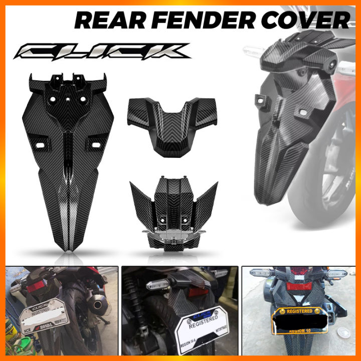 Click Rear Fender Full E&M Honda Click Rear Fender Cover Garnish 3 In 1 Set Carbon For V2 & V3 ...