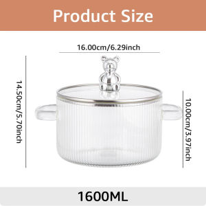 กระทะแก้วใสทำอาหารหม้อซุปหม้อความร้อนDualจับกระทะแก้วพร้อมฝาครอบครัวเครื่องมือทำอาหาร