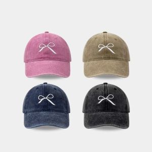 DJDK Embroidery Embroidery Bow Baseball Cap Baseball Hat Cotton Sun Hat Versatile Sunscreen Peaked Cap Girl