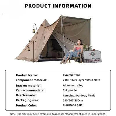 Pyramid Tent Teepee Camping Tent Pyramid Large Khemah Camping Besar Ringan Family tent Waterproof Outdoor Double Layer