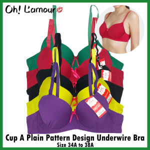 Oh Lamour New Arrival Plain Stripe Pattern Push Up Bra Removable Straps and Underwire Bra for Women 1506(1pc)