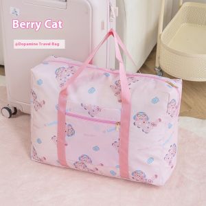 Túi du lịch cho phụ nữ thỏ dễ thương sức chứa lớn Duffel phim hoạt hình di động với túi có khóa kéo lý tưởng cho các chuyến đi ngắn và nhu yếu phẩm thai sản