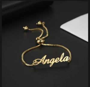 Gelang serut Titanium request nama sendri kuning lapis emas 24k
