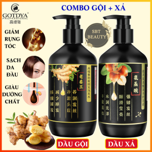 [SIÊU ĐỈNH] COMBO Dầu Gội + Dầu Xả Chiết Xuất Gừng Tươi Và Thảo Dược GOTDYA Chai 500ml Chống Gãy Rụng Tóc Phục Hồi Tóc Hư Tổn Chẻ Ngọn Xơ Rối Dưỡng Ẩm Làm Mềm Mượt Tóc