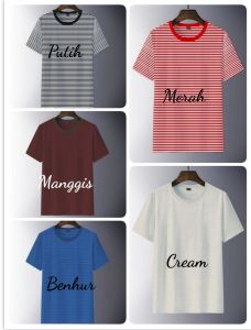 Kaos pria murah garis belang belang | kaos stripe murah salur belang belang cotton cvc lengan pendek | atasan garis garis pria distro casual t shirt M L XL