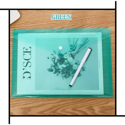 A4 Transparent Bag Plastic Envelope Folder Clear Snap Button Storage Business Office School Supplies