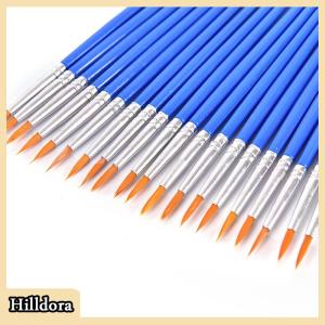 [Hilldora] 10Pcs Nylon Hair Artist Paint Brush Acrylic Watercolor Round Fine Hand Point Tip
