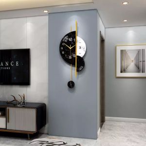【Fans tone】 Modern Minimalist Home Decoration Marble Wall Clock Nordic Fashion Personality Art Watch TV Background Creative Wall Mounted Clock