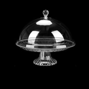 ZYJC MALL With Lid High Feet Baking Cakes Transparent Food Preservation Afternoon Tea Dessert Stand Fruit Plate Sampling Tray Tray Stand