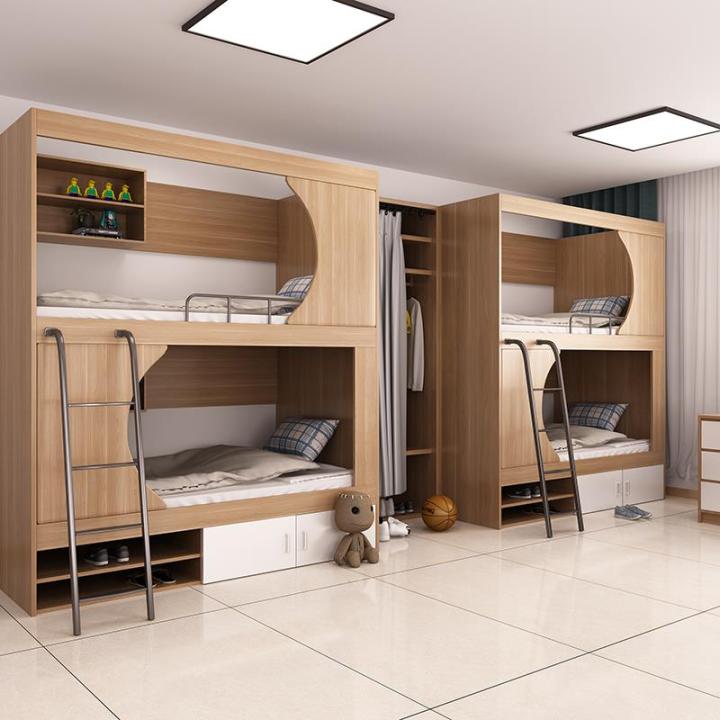 Solid wood bunk bed, two-story bunk bed, adult m adult apartment bed,  staff dormitory space capsule high and low Lazada PH