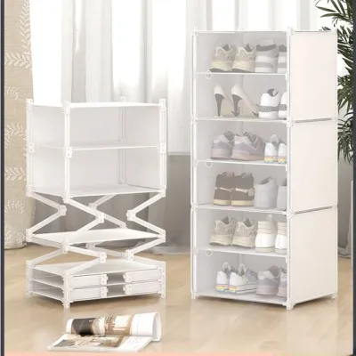 SHOE BOX KOTAK SEPATU LIPAT LEMARI SEPATU LIPAT TRANSPARANT PLASTIK RAK KABINET FLEKSIBEL (TIDAK PERLU INSTALASI)