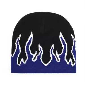 Kupluk Beanie Knit Skull Pria Dan Wanita Keren Motif Flame Fire Graphic Y2K Terbaru