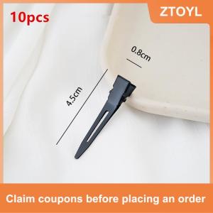 【ZTOYL】 10ชิ้นคลิปหนีบผมปากเป็ดสีดำแบบไม่ลื่นคลิปหนีบผมจระเข้อุปกรณ์ตกแต่งผม