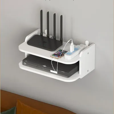 Kệ Wifi Treo Tường 2 Tầng Không Cần Khoan Để Đầu Thu Kỹ Thuật Số Remote Điện Thoại - IG407