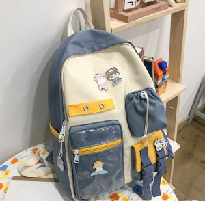 Cặp đi học thời trang cỡ lớn kiểu dáng đơn giản - Balo nữ phối màu trơn đẹp độc lạ