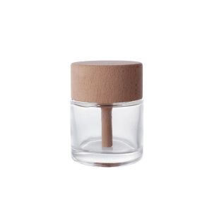 SUTONGXUE Thủy tinh Chai khuếch tán có nắp gỗ 50ml Tự làm Hộp đựng tinh dầu Di động Trong suốt Lọ Khuếch tán hương thơm có thể nạp lại Sử dụng văn phòng xe hơi