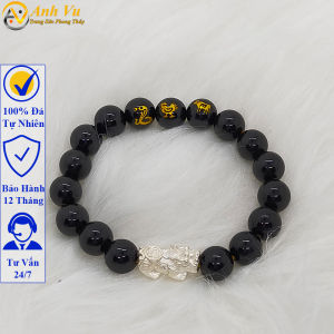 Vòng tay 12 con giáp tam hợp tỵ dậu sửu chất liệu mã não đen - size 8 10 12ly cho người mệnh thủy mệnh mộc - có khai quang điểm nhãn may mắn tài lộc - PHONG THỦY ANH VŨ