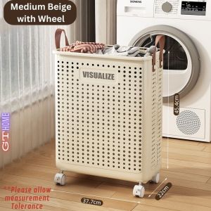 Visualize Space-Saving Durable Foldable Laundry Basket with Wheels for Foldable Clothes and Laundry Organization
