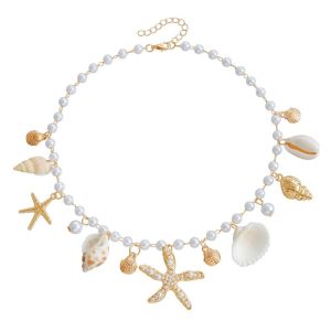 MAELIN Imitation Pearl Waist Chain Sea Star Bohemian Shell Waist Link Fashion Conch Body Chain for Women