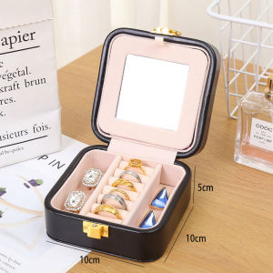 Double layer mini storage box jewelry box portable compact high-end ear clip exquisite large capacity desktop gold jewelry storage box