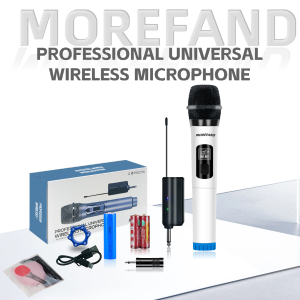 Rechargeable wireless microphone Karaoke Handheld Mic Dual UHF Portable Dynamic with Receiver Set