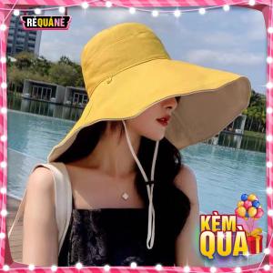 Nón Vải Vành Rộng 15cm 2 Mặt Plus Màu Trơn Nón Chống Nắng RQN2263 - requane