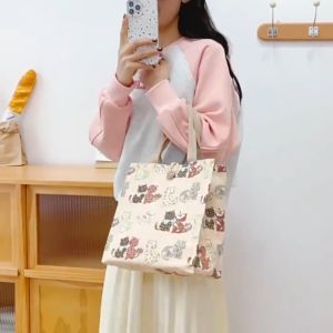 Canvas Thermal Lunch Bags Portable Insulation Bento Tote for Students&Workers Lunch Boxes Handbag