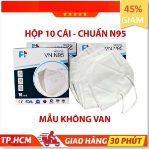 Hộp 10 Cái Khẩu Trang VNN95 PT Mask 4 Lớp kháng Khuẩn Chống Bụi Siêu Mịn PM2.5 Màu Trắng