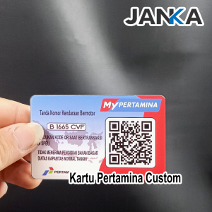 JANKA Kartu Pertamina Barcode Bahan Akrilik Tebal 2 MM UV Print 2 Sisi Custom Gambar Mobil MyPertamina Card