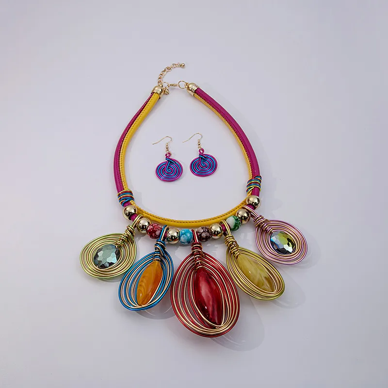 Barode African Statement Jewelry Set – Colorful Beaded Choker Necklace & Earrings Tribal Set - View #9