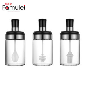 Famulei Elegant Borosilicate Seasoning Bottle for Honey Oil Salt and other Spice 250ml