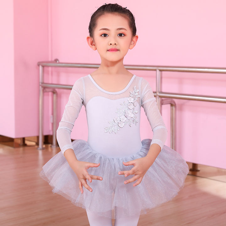 LOLANTA Kids Girls Ballet Skirt Long Sleeve Fluffy Layers Leotard Tutu  Skirt Ballet Dance Dress Up Performance Birthday Dancewear