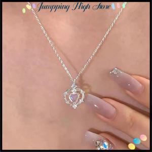 【Jumpping】 Simple Moonstone Love Necklaces For Women Girls Light Luxury Temperament Fashion Pendant Necklace Wedding Party Jewelry Gift
