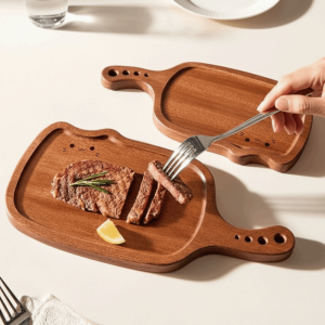 CMIEWN5 Thickened Ebony Wood Cutting Board Solid Wood Multi-functional Kitty Shape Steak Tray Snack Plate Hangable Fruit Chopping Board Home