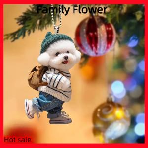 Family Flower Flash Sale ที่แขวนติดกระจกมองหลังรูปลูกสุนัขสุดสร้างสรรค์เครื่องประดับตกแต่งรถของขวัญสำหรับผู้หญิงผู้ชาย