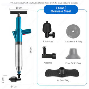 ODOROKU High Pressure Toilet Pump Air Blaster Toilet Plunger Unclogging Toilets Drains Sinks Stainless Steel High Pressure Air Drain Blaster Kit